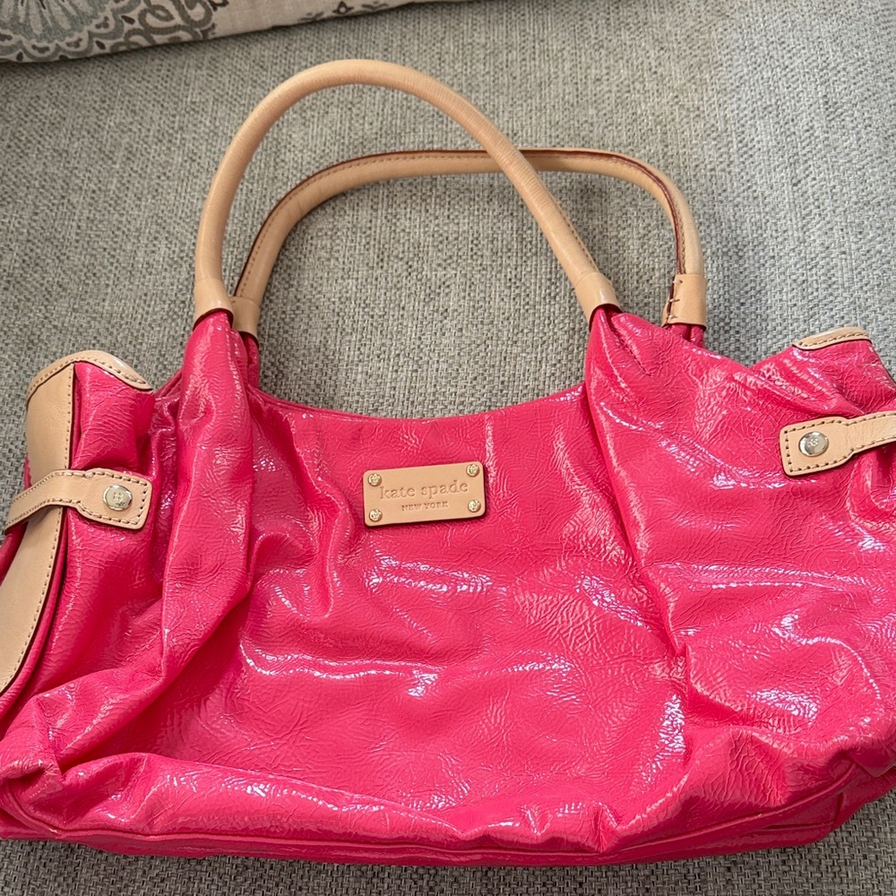 Kate Spade Vibrant Pink Shoulder Bag with Tan Accents
